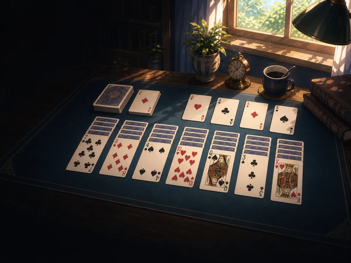 Klondike solitaire card stacks