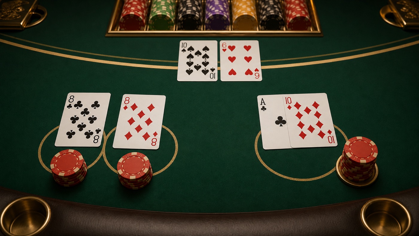 Blackjack split and double down decision setup